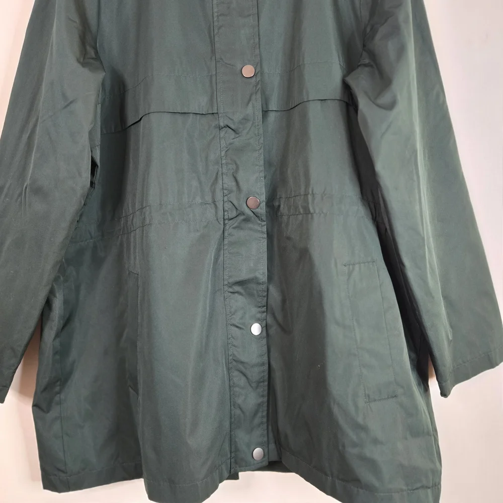 TIME and TRUE Women's Size XL Green Hooded Rain/Trench Jacket - Picture 4 of 13